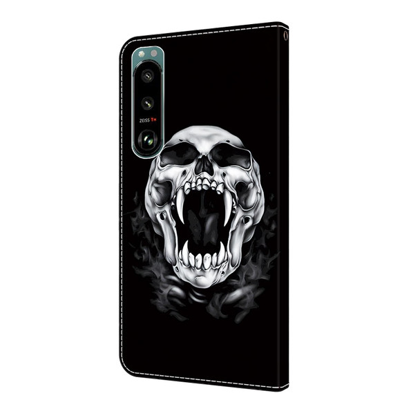 For Sony Xperia 5 IV Crystal Painted Leather Phone case(Skull)