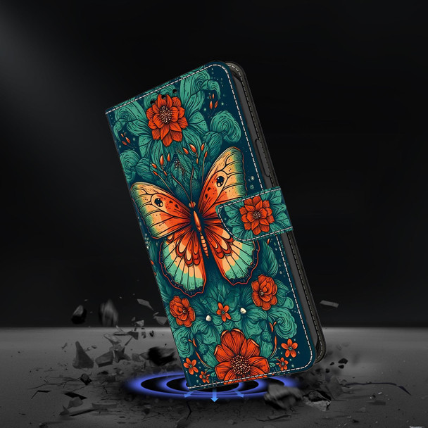 For Samsung Galaxy S21 Ultra 5G Crystal Painted Leather Phone case(Flower Butterfly)