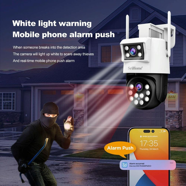 SriHome SH048 2MP + 2MP Humanoid Tracking Smart Night Vision Dual Lens IP Camera(UK Plug)