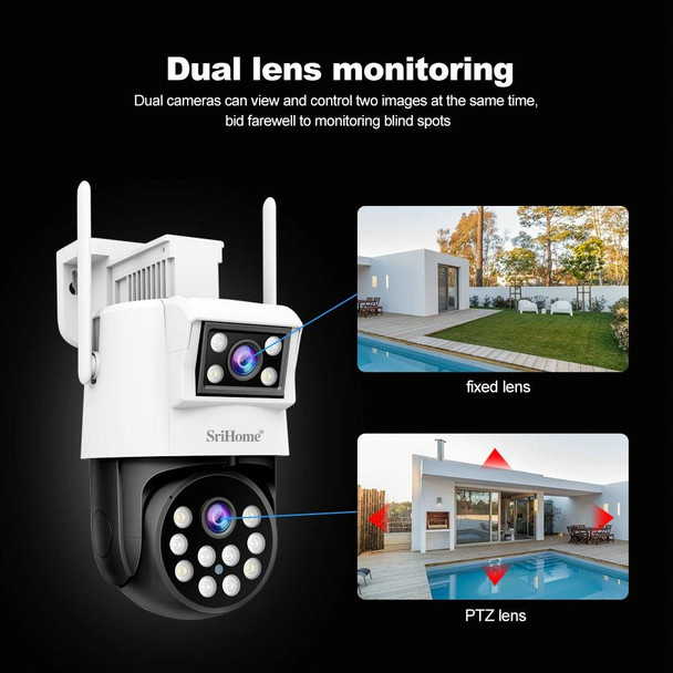 SriHome SH048 2MP + 2MP Humanoid Tracking Smart Night Vision Dual Lens IP Camera(UK Plug)