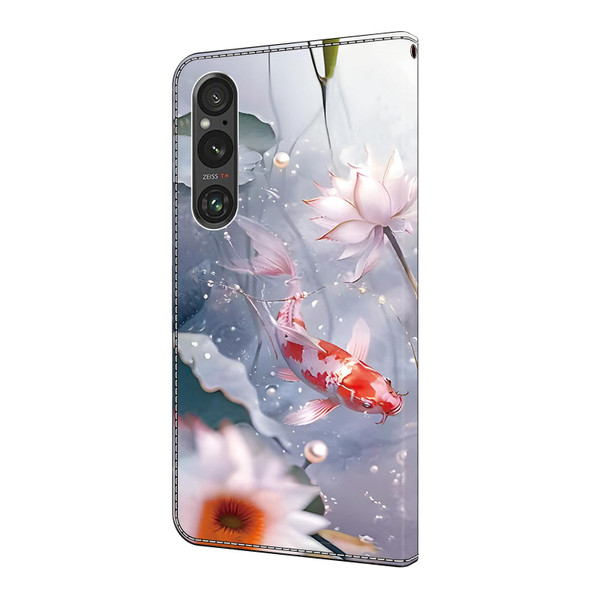 For Sony Xperia 1 IV Crystal Painted Leather Phone case(Koi)