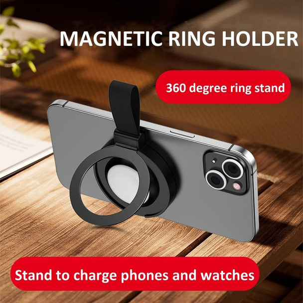 3 In 1 Magnetic Wireless Charger Mobile Phone Ring Holder(Black)