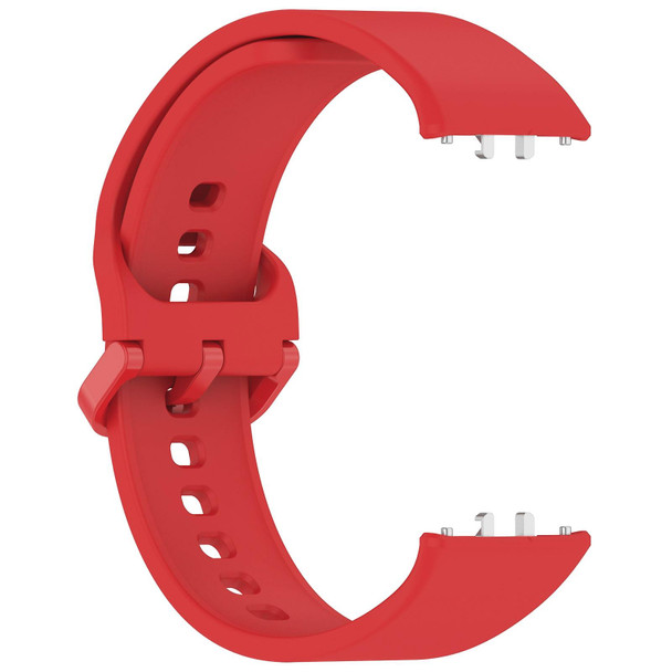 For Samsung Galaxy Fit 3 Solid Color Colorful Buckle Silicone Watch Band(Red)