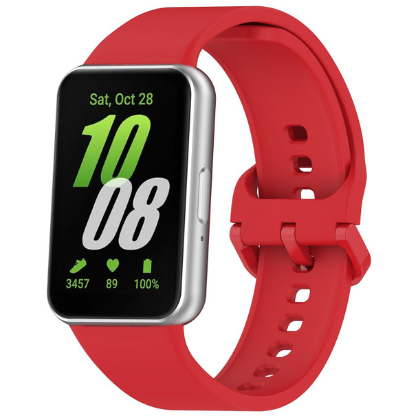 For Samsung Galaxy Fit 3 Solid Color Colorful Buckle Silicone Watch Band(Red)