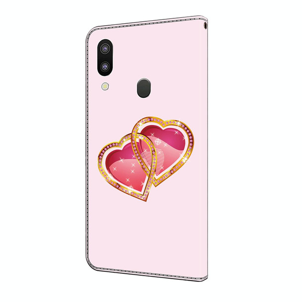 For Samsung Galaxy A40 Crystal Painted Leather Phone case(Love Peach)