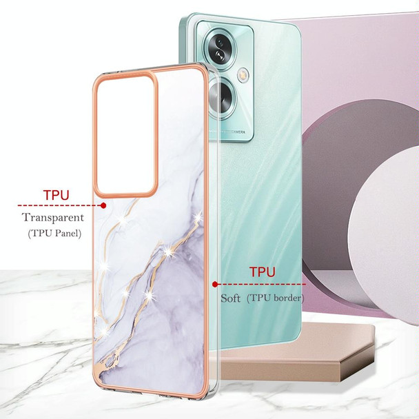 For OPPO A79 5G Global Electroplating Marble Dual-side IMD Phone Case(White 006)