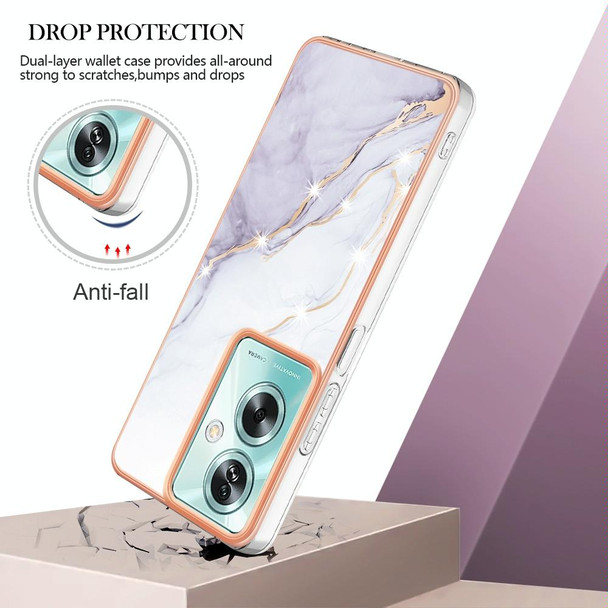 For OPPO A79 5G Global Electroplating Marble Dual-side IMD Phone Case(White 006)