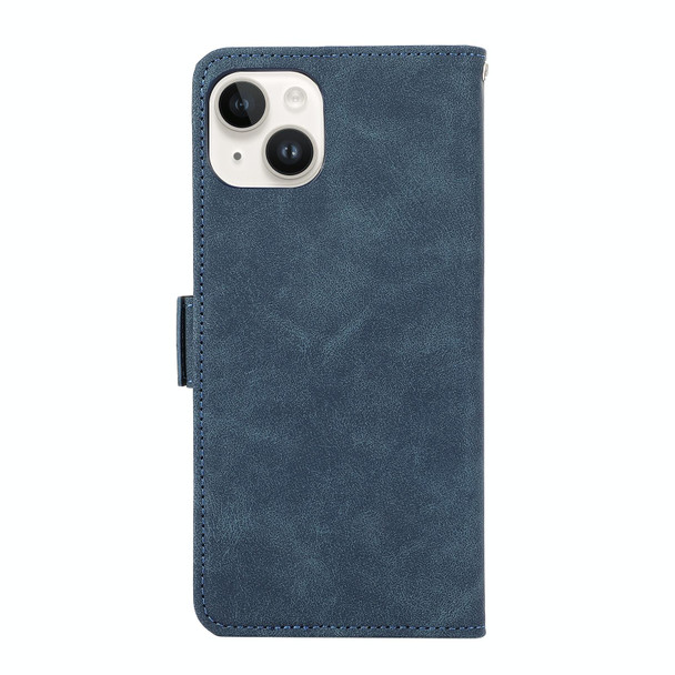 For iPhone 14 ABEEL Frosted Magnetic RFID Leather Phone Case(Blue)