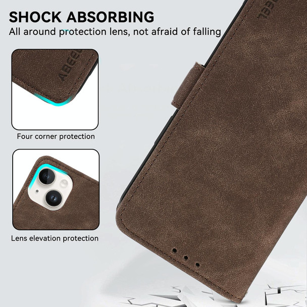 For Samsung Galaxy A15 5G ABEEL Frosted Magnetic RFID Leather Phone Case(Brown)