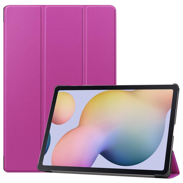 Samsung Galaxy Tab S8+ / Tab S8 Plus / Tab S7 FE / Tab S7+ Custer Texture Smart PU Leather Case with Sleep / Wake-up Function & 3-Fold Holder(Purple)