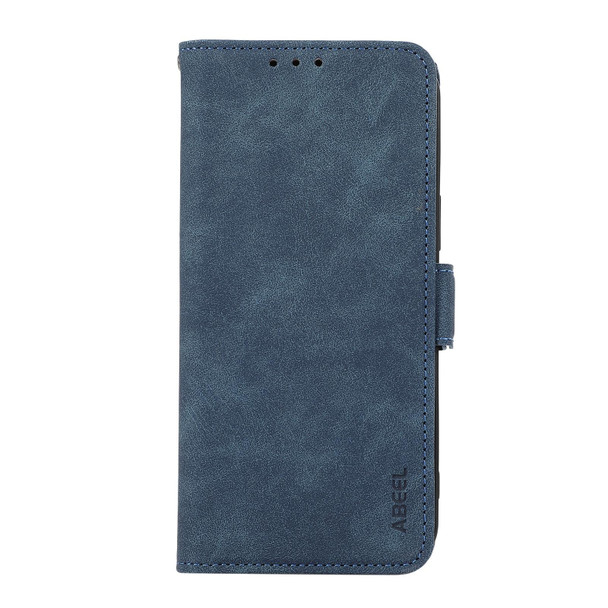 For iPhone 13 Pro ABEEL Frosted Magnetic RFID Leather Phone Case(Blue)