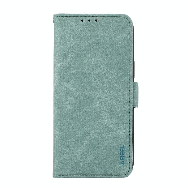 For iPhone 15 Pro Max ABEEL Frosted Magnetic RFID Leather Phone Case(Cyan)