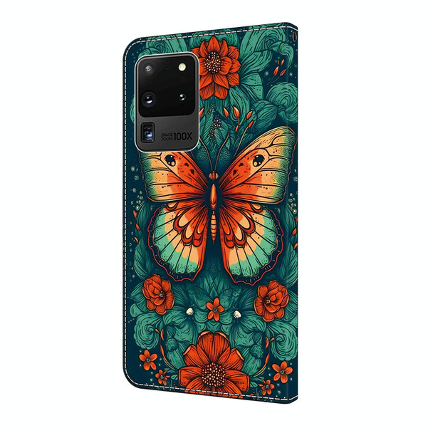 For Samsung Galaxy Note20 Ultra 5G Crystal Painted Leather Phone case(Flower Butterfly)