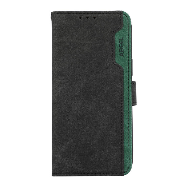 For Samsung Galaxy A52 5G / 4G ABEEL Color Block Magnetic RFID Leather Phone Case(Black-Green)