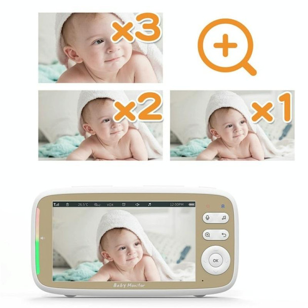 VB803 Built-in Lullabies PTZ Rotation HD Baby Security Camera 5-inch Baby Monitor(UK Plug)