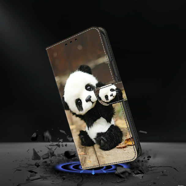 For Google Pixel 7a Crystal Painted Leather Phone case(Panda)