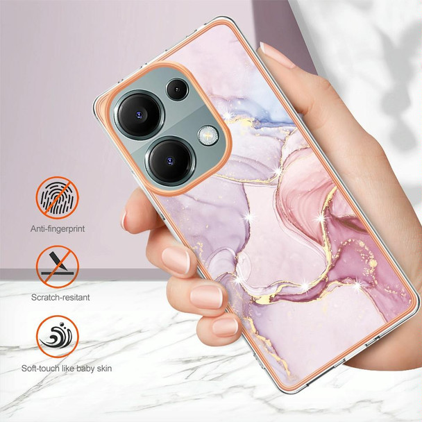 For Xiaomi Poco M6 Pro 4G Electroplating Marble Dual-side IMD Phone Case(Rose Gold 005)