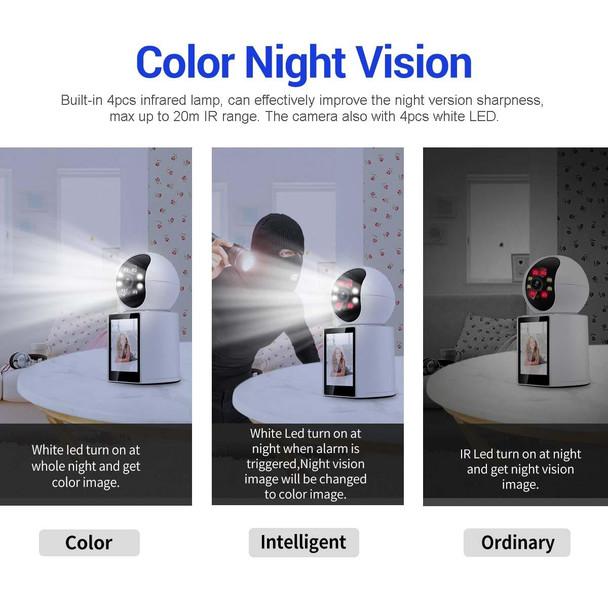 ESCAM QF104 One Click Video Call 3MP Indoor Humanoid Detection Audible Alarm Color Night Version Smart WiFi Camera, EU Plug