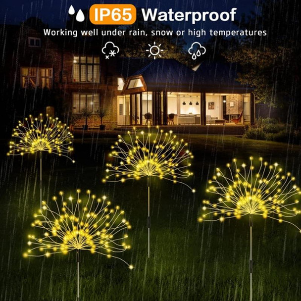 1 Drag 3 Warm Light 360 LEDs Solar Fireworks Lamp Grass Globe Dandelion Flash String With Remote Control