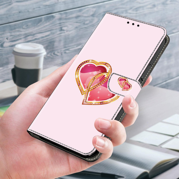 For Google Pixel 7a Crystal Painted Leather Phone case(Love Peach)