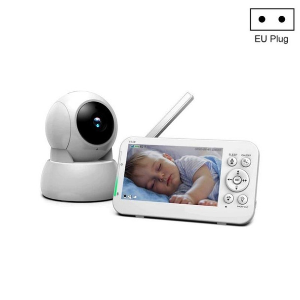 Infrared Night Vision Two-way Intercom Baby Monitor 5-inch Wireless Digital Monitor(EU Plug)