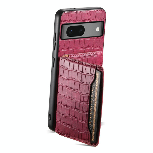 For Google Pixel 7 5G Crocodile Texture Card Bag Design Full Coverage Phone Case(Red)