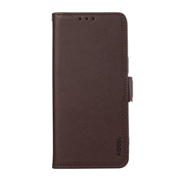 For Samsung Galaxy A14 4G/5G ABEEL Side-Magnetic Litchi Pattern Leather RFID Phone Case(Brown)
