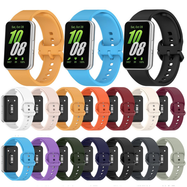 For Samsung Galaxy Fit 3 Solid Color Colorful Buckle Silicone Watch Band(Black)