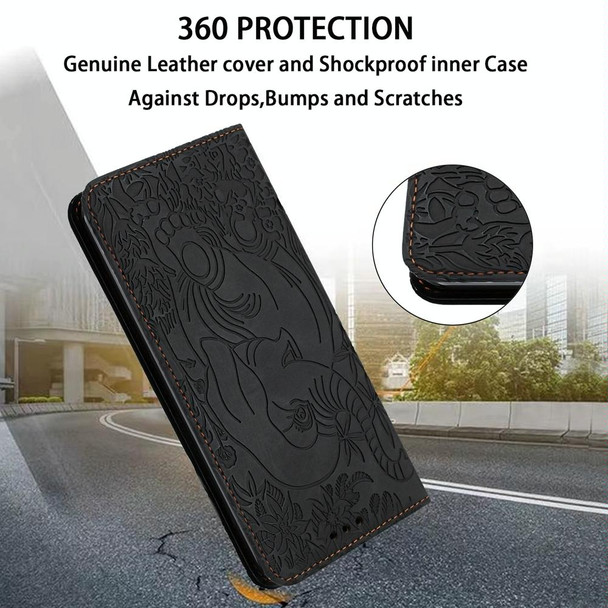 For Samsung Galaxy A73 Retro Elephant Embossed Leather Phone Case(Black)