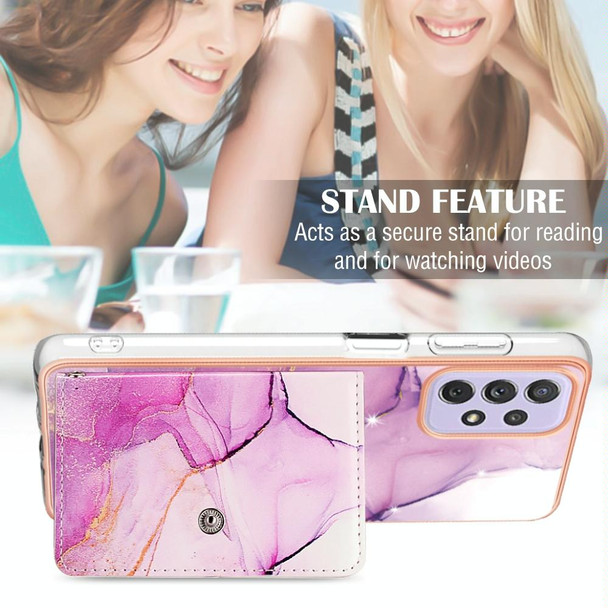 For Samsung Galaxy A32 5G Marble Pattern IMD Card Slot Phone Case(Pink Purple Gold)