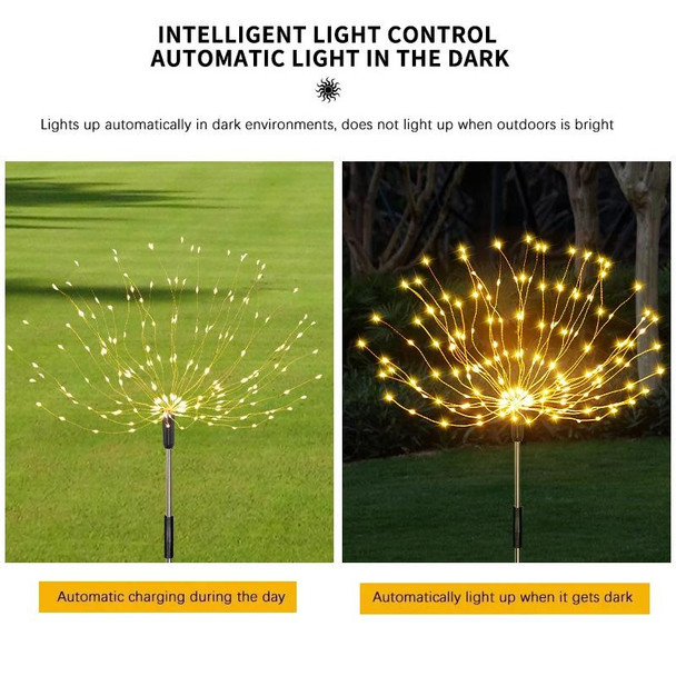 1 Drag 3 White Light 360 LEDs Solar Fireworks Lamp Grass Globe Dandelion Flash String With Remote Control