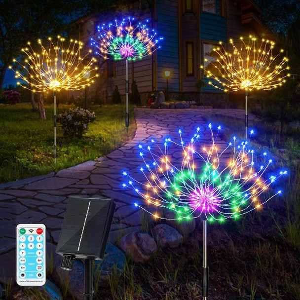 1 Drag 3 White Light 360 LEDs Solar Fireworks Lamp Grass Globe Dandelion Flash String With Remote Control