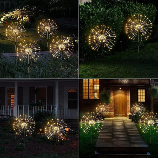 1 Drag 3 White Light 360 LEDs Solar Fireworks Lamp Grass Globe Dandelion Flash String With Remote Control