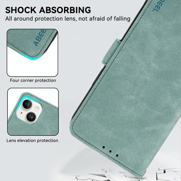 For Samsung Galaxy S21 FE 5G ABEEL Frosted Magnetic RFID Leather Phone Case(Cyan)