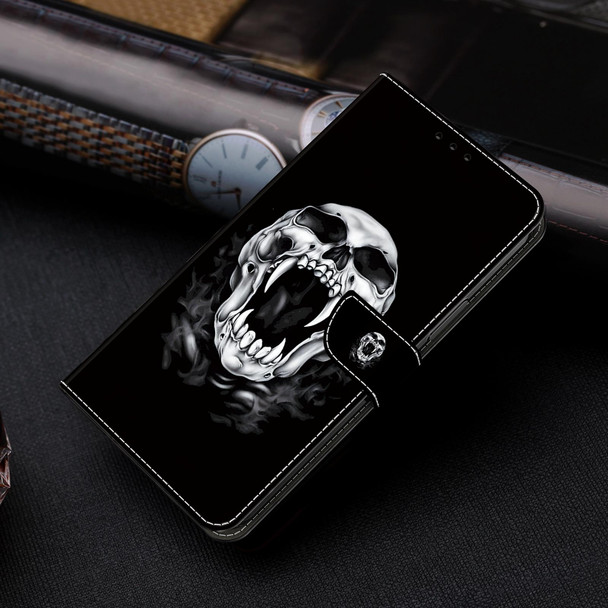 For Samsung Galaxy A35 5G Crystal Painted Leather Phone case(Skull)