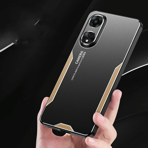 For OPPO A58 Blade Series TPU Hybrid Metal Phone Case(Gold)