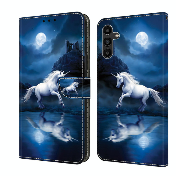 For Samsung Galaxy S21 5G Crystal Painted Leather Phone case(White Horse)