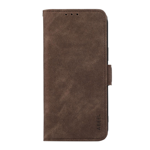 For Samsung Galaxy S23+ 5G ABEEL Frosted Magnetic RFID Leather Phone Case(Brown)