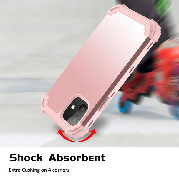 iPhone 11 PC+ Silicone Three-piece Anti-drop Mobile Phone Protective Back Cover(Rose gold)