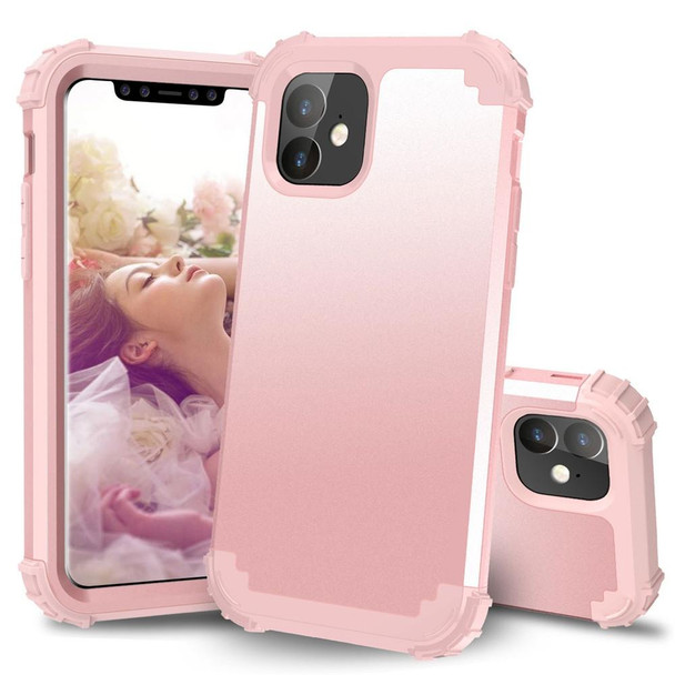 iPhone 11 PC+ Silicone Three-piece Anti-drop Mobile Phone Protective Back Cover(Rose gold)