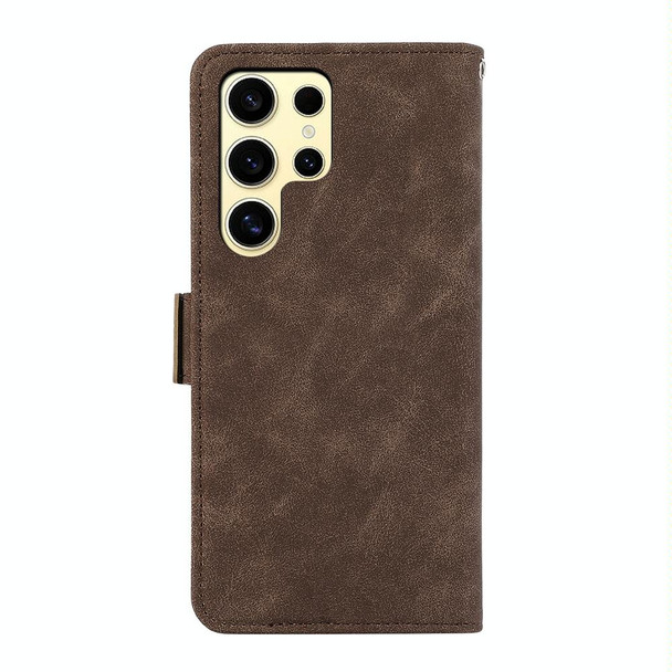 For Samsung Galaxy S22 Ultra 5G ABEEL Frosted Magnetic RFID Leather Phone Case(Brown)