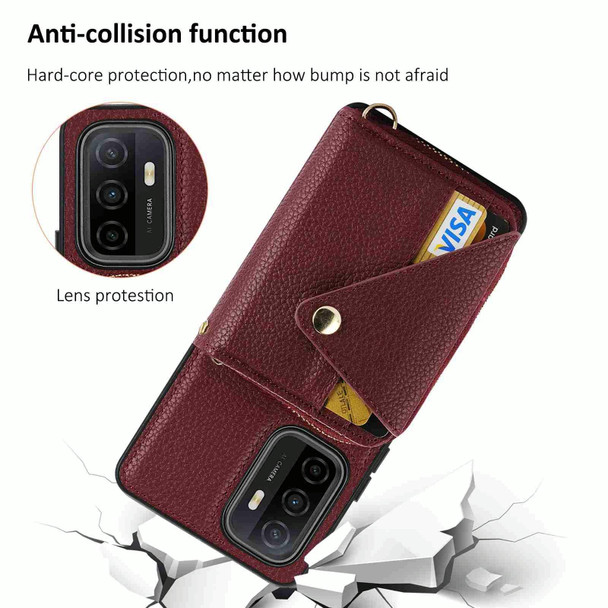 For Samsung Galaxy S23+ 5G Crossbody Zipper Card Bag RFID Anti-theft Phone Case(Wine Red)