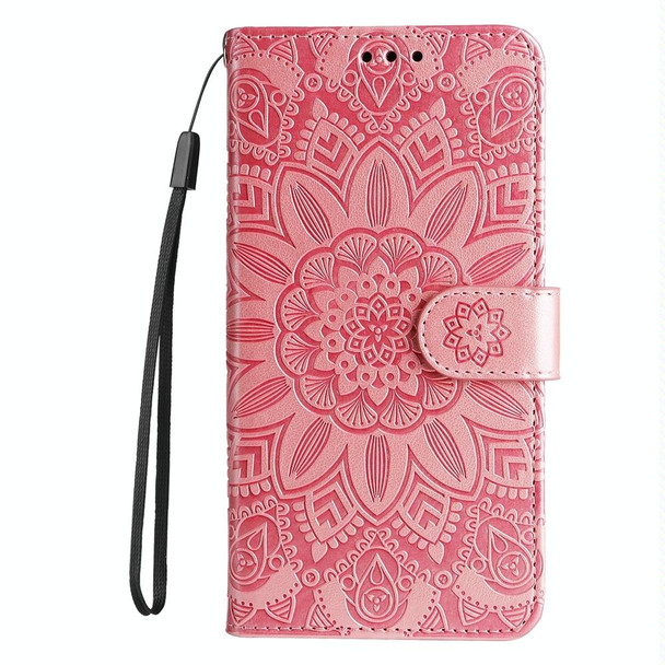 For Realme 12+ Embossed Sunflower Leather Phone Case(Rose Gold)