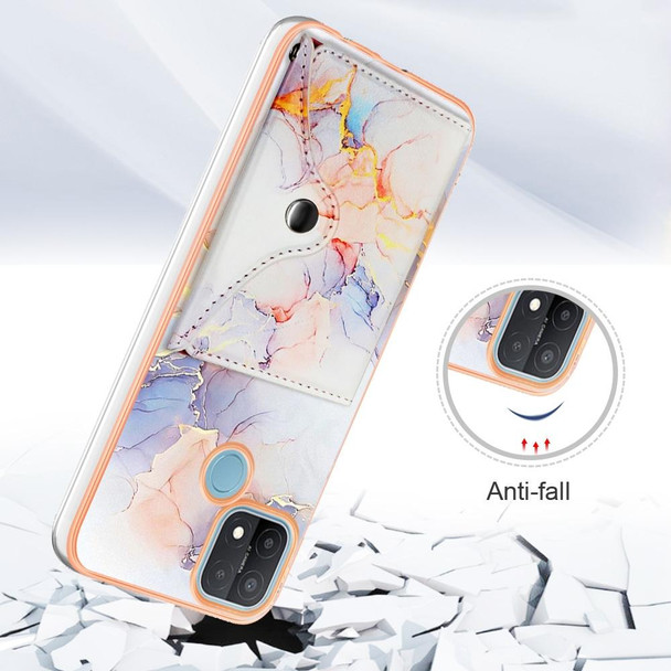 For OPPO A15 / A15S Marble Pattern IMD Card Slot Phone Case(Galaxy Marble White)