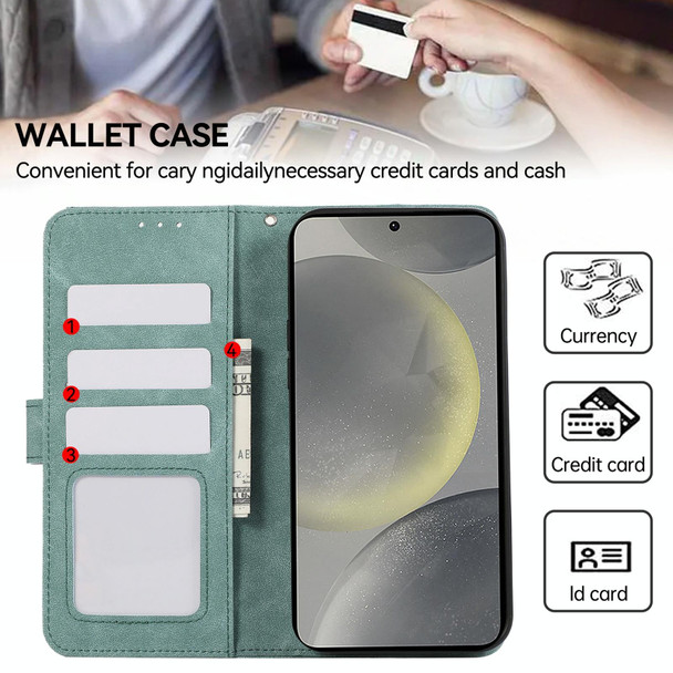 For Samsung Galaxy S24 Ultra 5G ABEEL Color Block Magnetic RFID Leather Phone Case(Cyan-Pink)