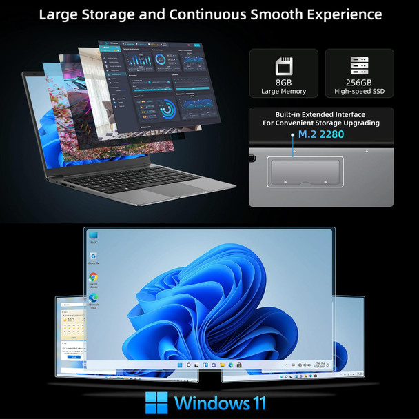 BMAX S14 Plus Notebook PC, 8GB+256GB , 14 inch Windows 11 Intel Gemini Lake N4100(US Plug)