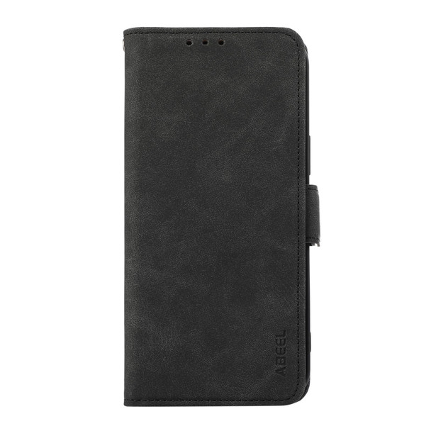 For Samsung Galaxy S21 FE 5G ABEEL Frosted Magnetic RFID Leather Phone Case(Black)