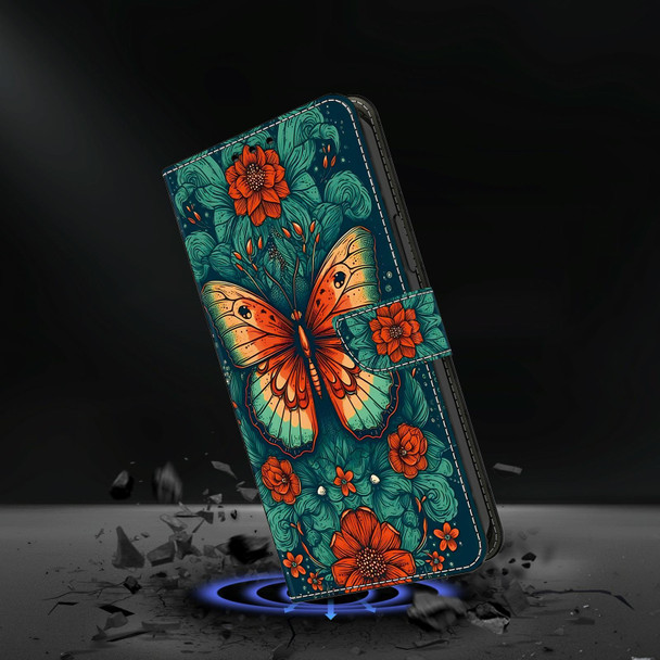 For Google Pixel 7a Crystal Painted Leather Phone case(Flower Butterfly)