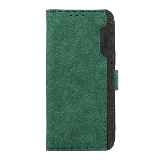 For Samsung Galaxy A15 5G ABEEL Color Block Magnetic RFID Leather Phone Case(Green-Black)