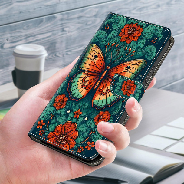 For Google Pixel 7 5G Crystal Painted Leather Phone case(Flower Butterfly)